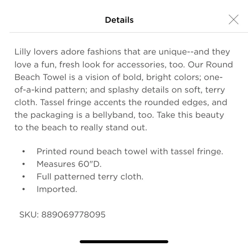 🌺Last One!🌺 NWT Lilly Pulitzer Round Beach Towel - Picture 2 of 6